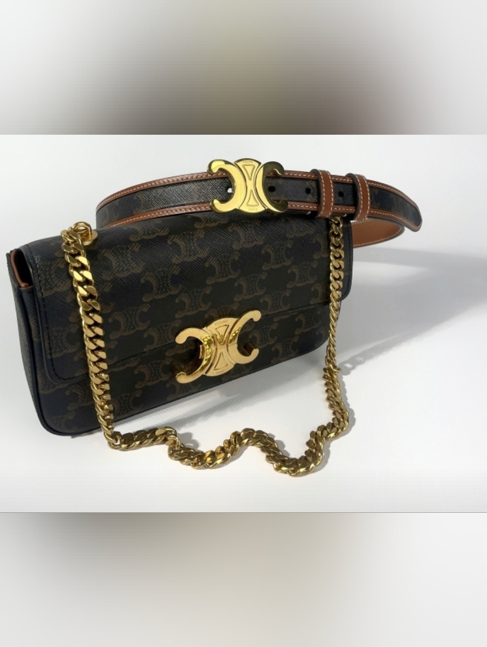 Brand New!  Celine Triomphe Belt 25MM IN Triomphe Canvas AUTHENTIC - Picture 4 of 12